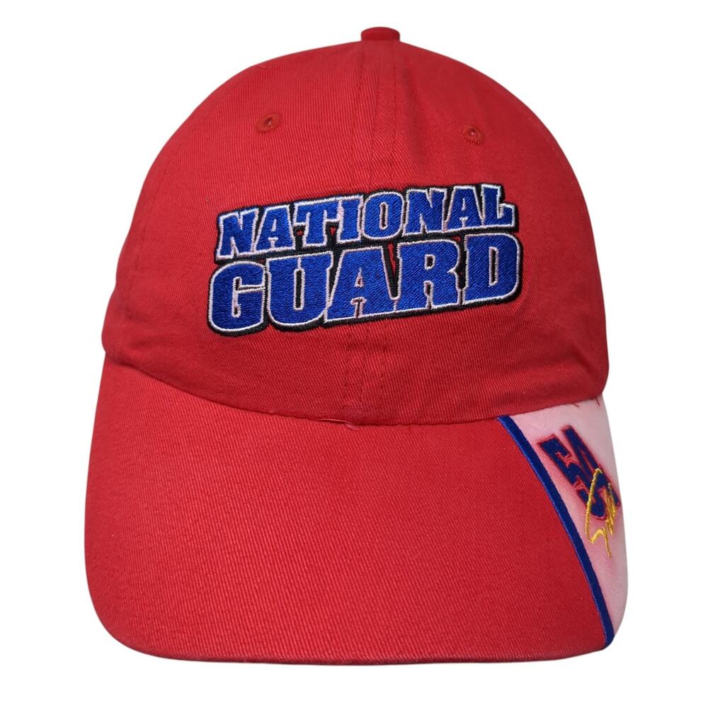 National Guard Strapback Baseball Cap Red One Size Adjustable Embroidered Legend